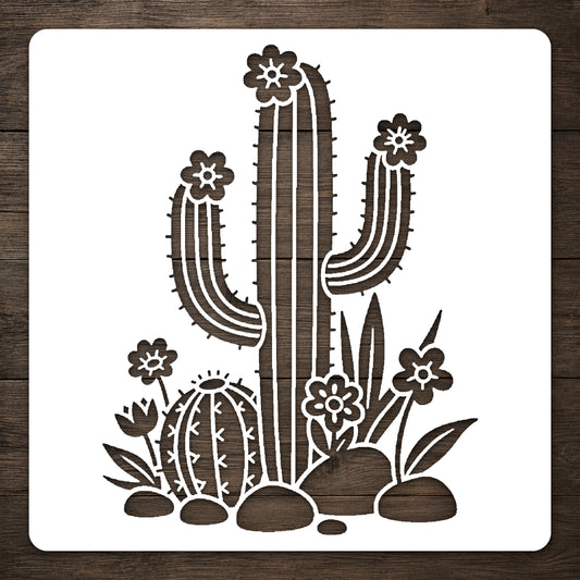 Cactus Garden Stencil for DIY Crafts and Home Decor - Unique Gift Idea Template