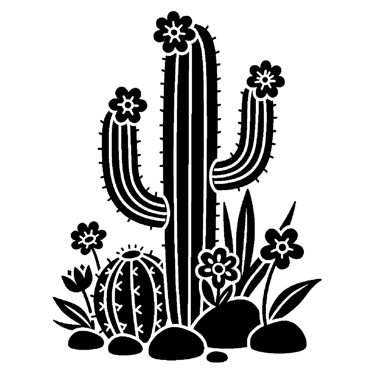 Cactus Garden Stencil for DIY Crafts and Home Decor - Unique Gift Idea Template