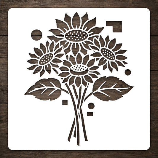 Sunflower Bouquet Stencil for Art, Home Decor & DIY Crafts Template