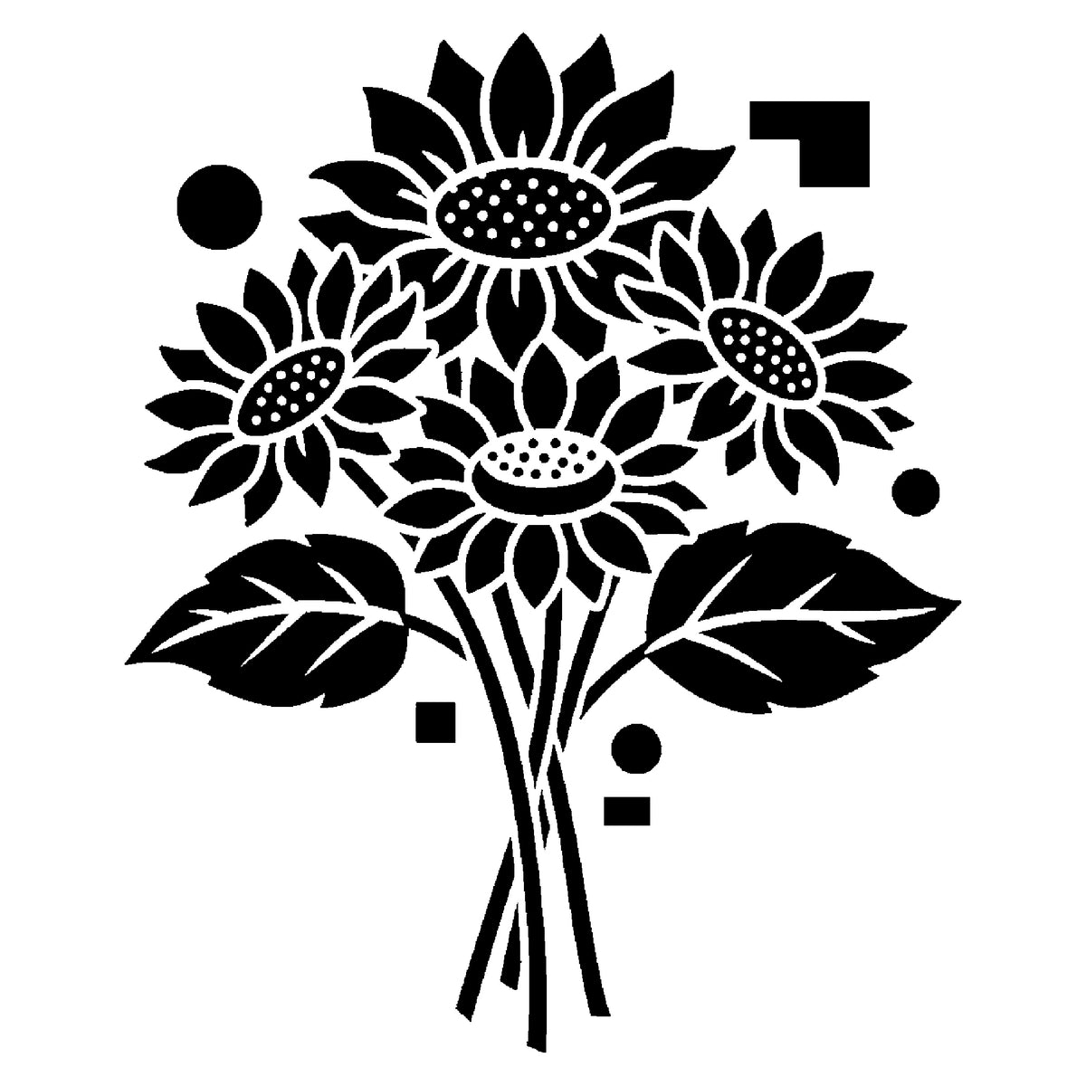 Sunflower Bouquet Stencil for Art, Home Decor & DIY Crafts Template