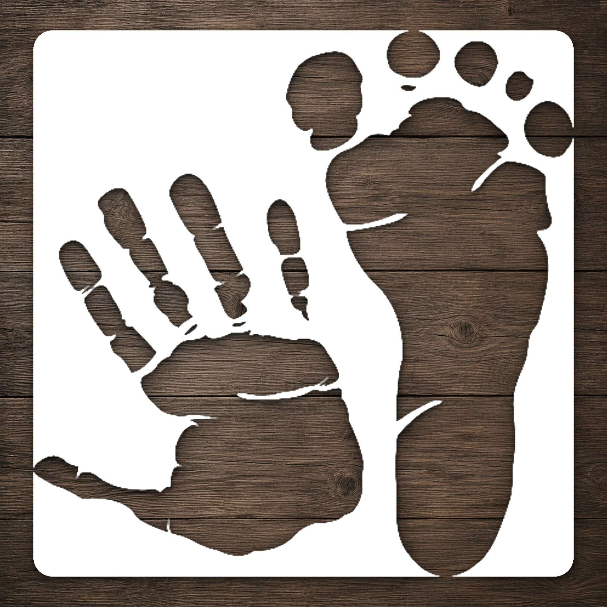 Handprint and Footprint Together Reusable Mylar Stencil for Art and DIY Crafts Template