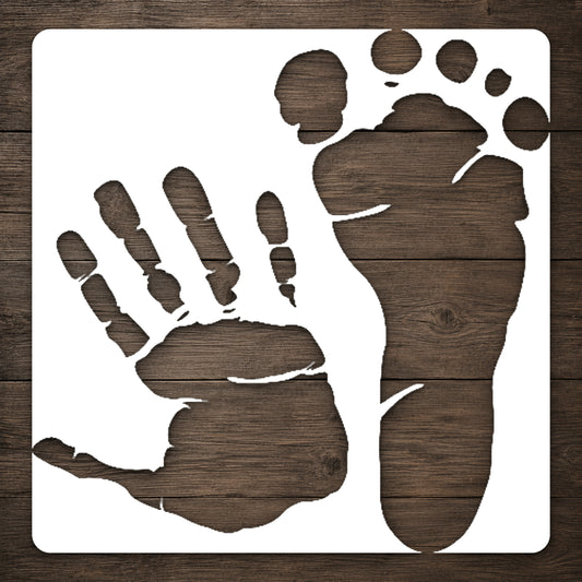 Handprint and Footprint Together Reusable Mylar Stencil for Art and DIY Crafts Template