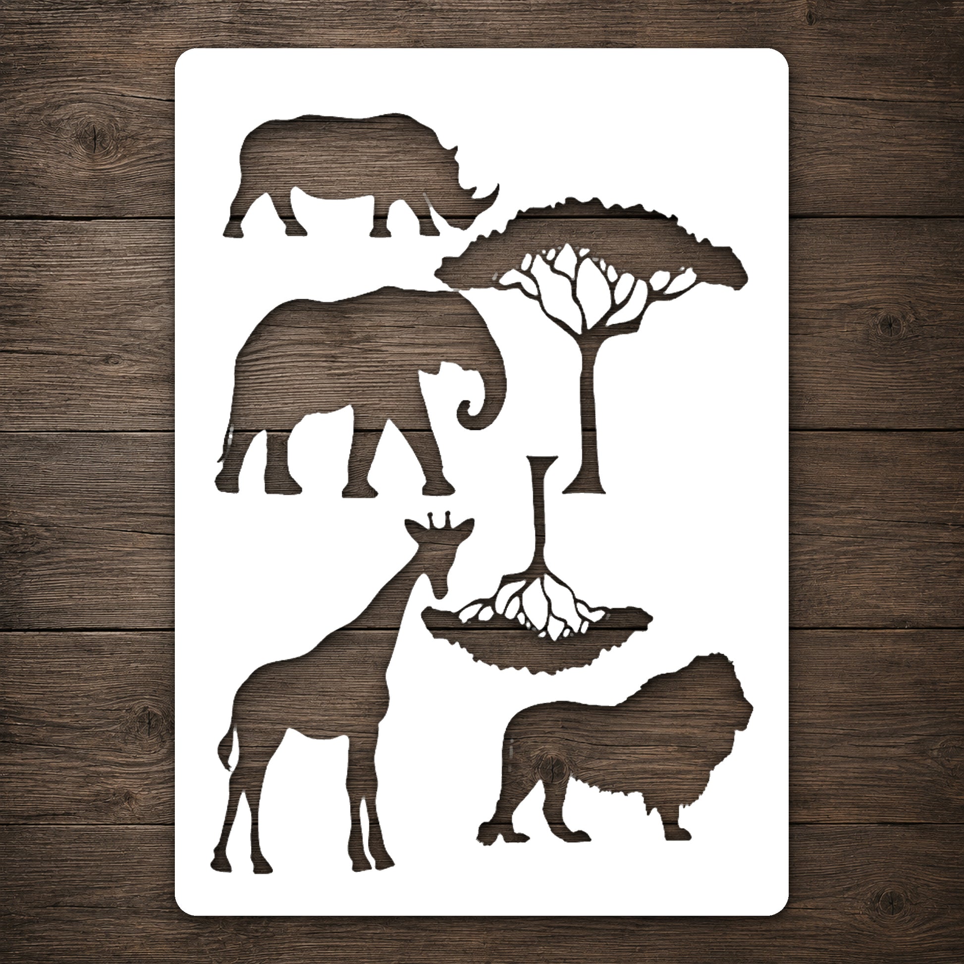 African Jungle Silhouette Reusable Stencil for DIY Crafts and Home Decor Template