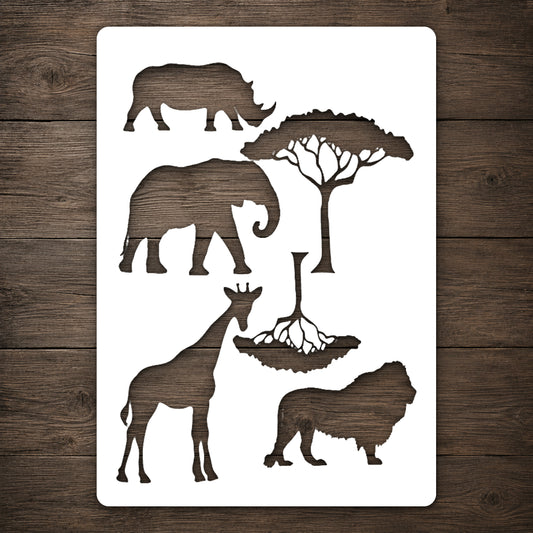 African Jungle Silhouette Reusable Stencil for DIY Crafts and Home Decor Template
