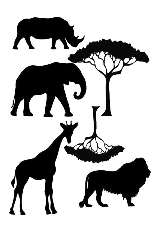 African Jungle Silhouette Reusable Stencil for DIY Crafts and Home Decor Template