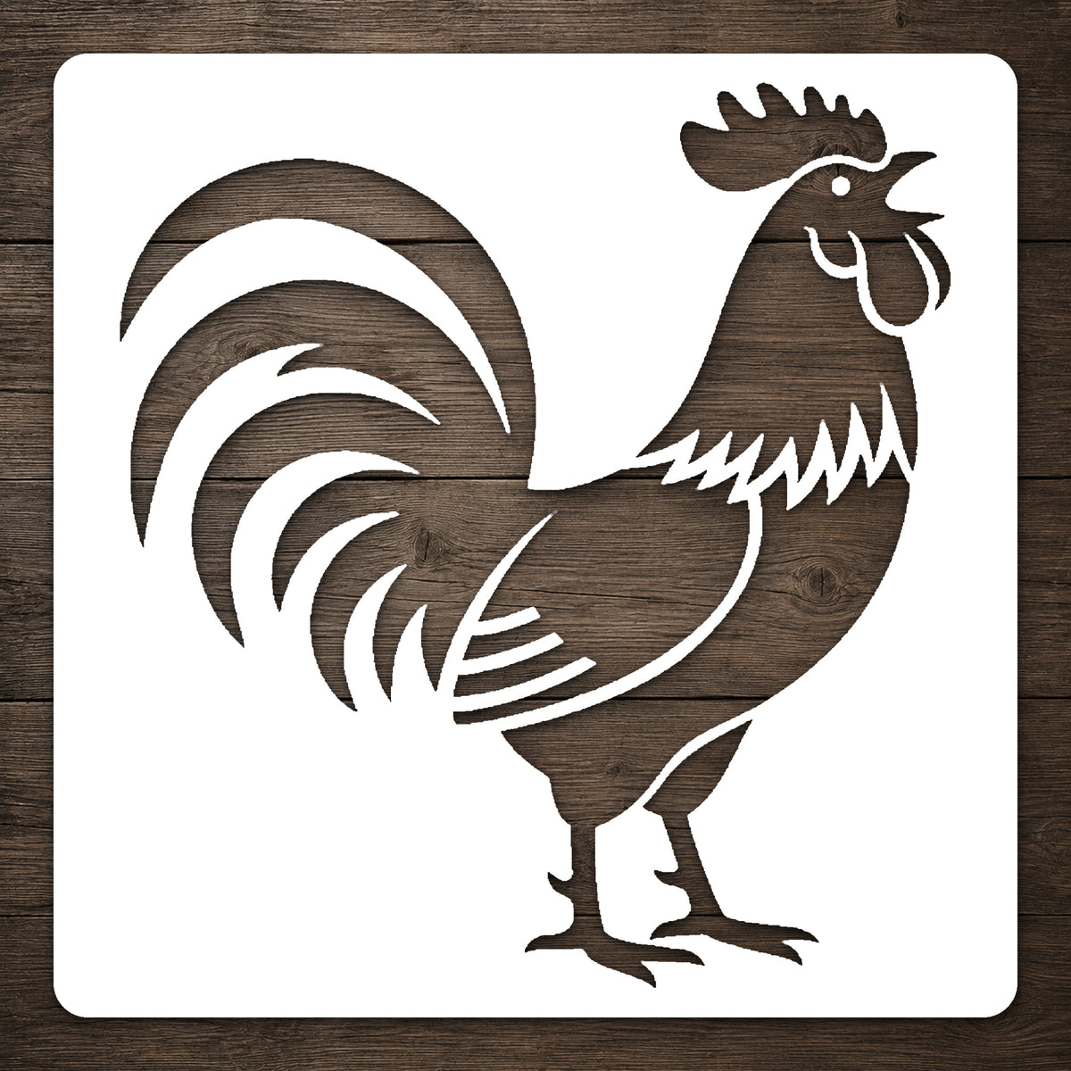Rooster Crowing Minimal Iconic Reusable Mylar Stencil for Art and DIY Crafts Template