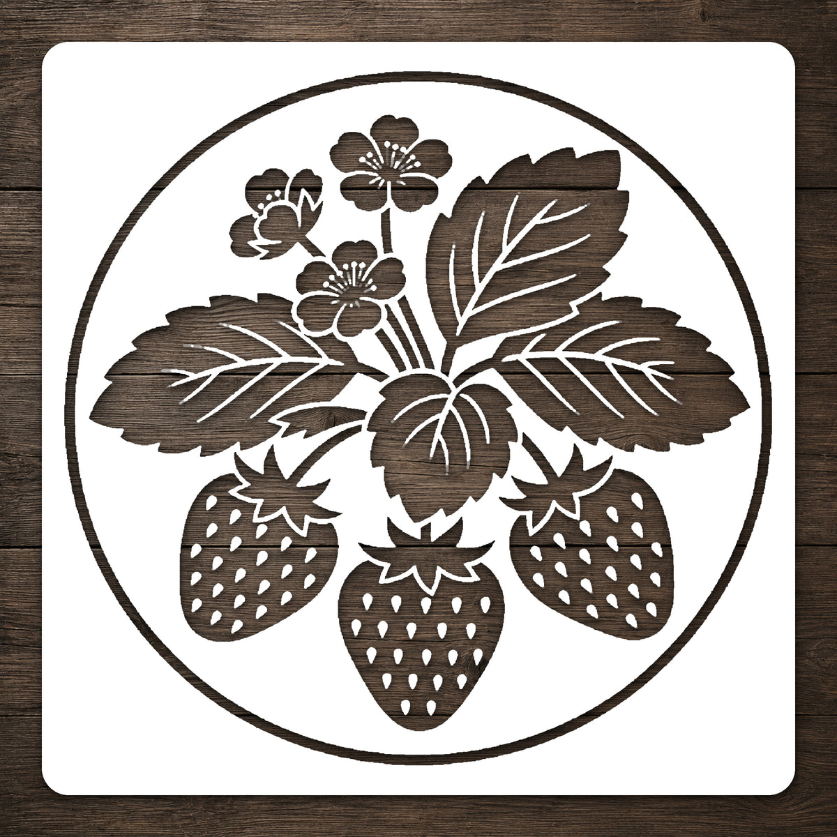Strawberry Plant Stencil with Blossoms and Berries for DIY Art and Home Decor Template