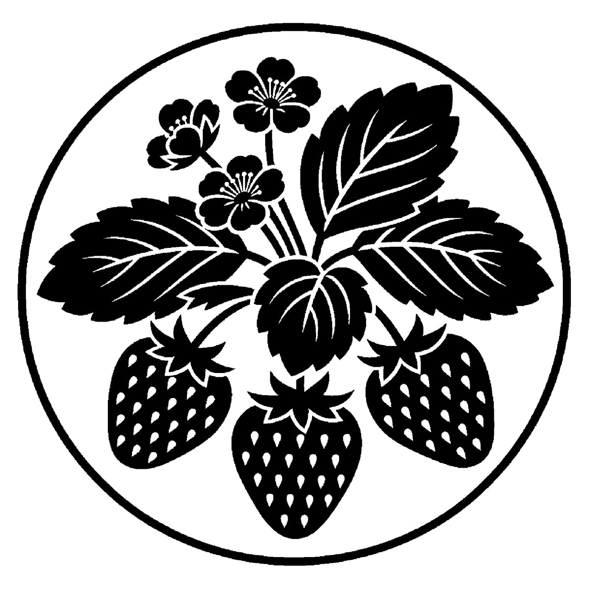 Strawberry Plant Stencil with Blossoms and Berries for DIY Art and Home Decor Template