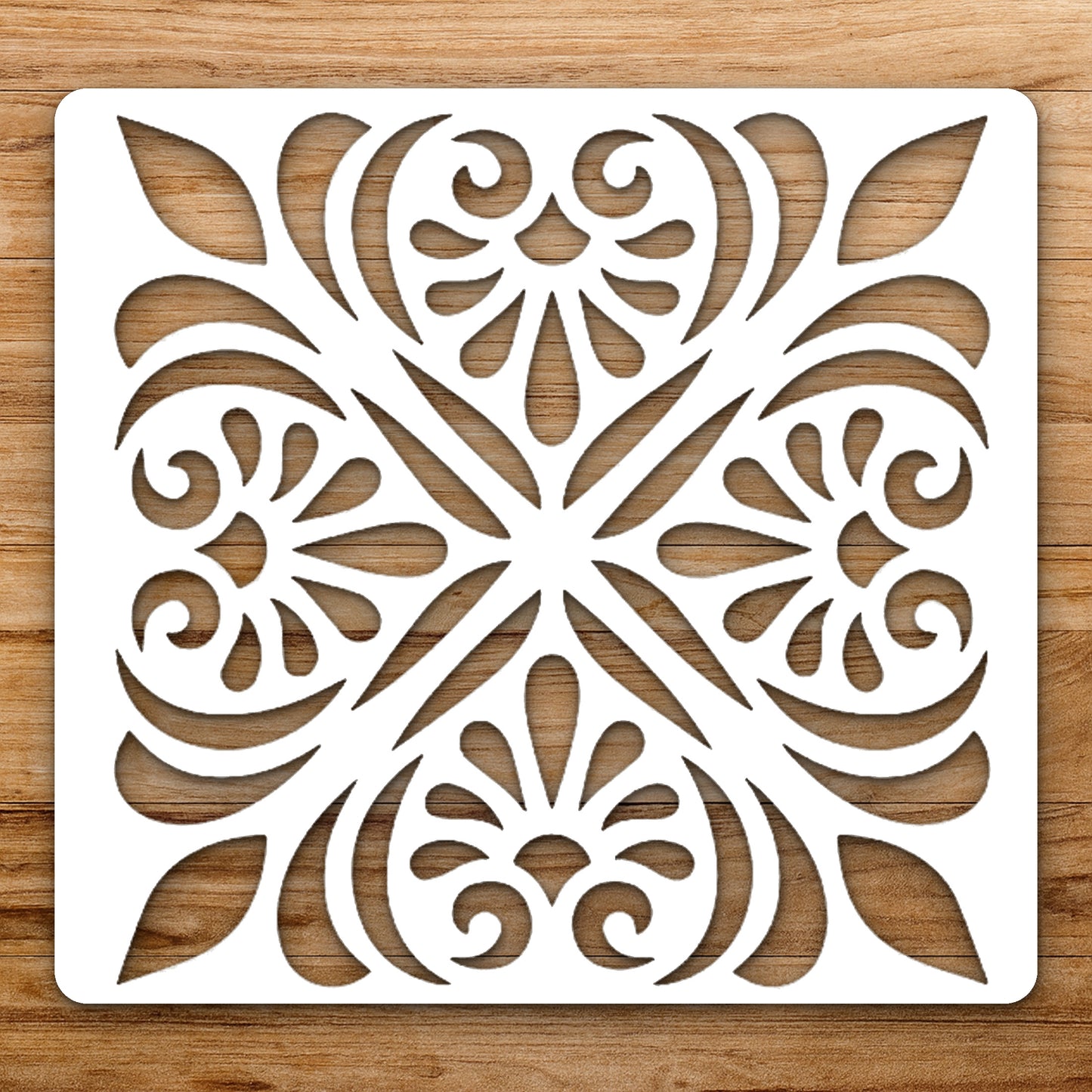 Floral Shapes With Leaves Symmetrical Arrangements reusable Mylar wall painting stencil