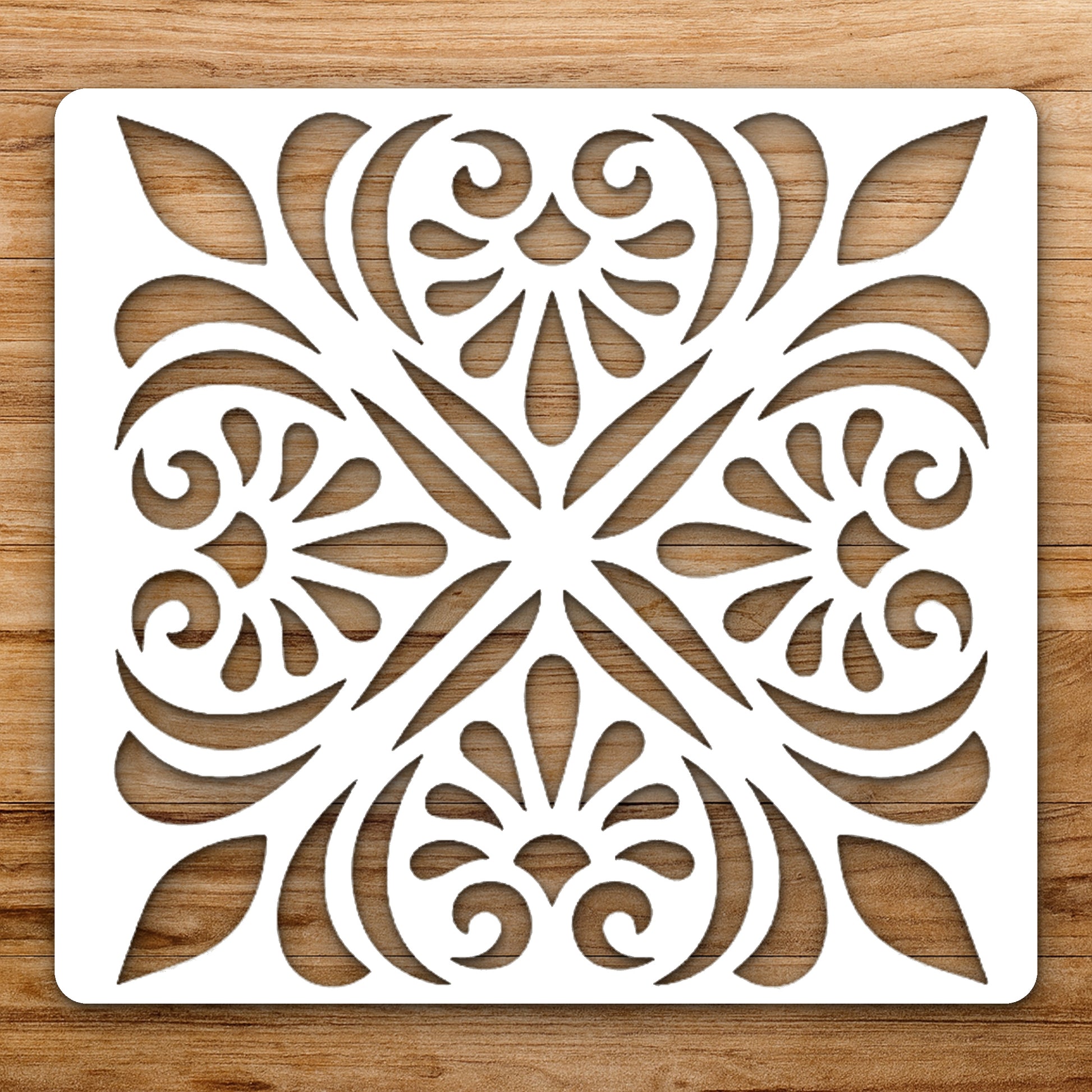 Floral Shapes With Leaves Symmetrical Arrangements reusable Mylar wall painting stencil
