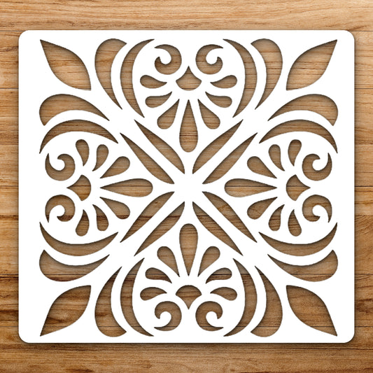 Floral Shapes With Leaves Symmetrical Arrangements reusable Mylar wall painting stencil