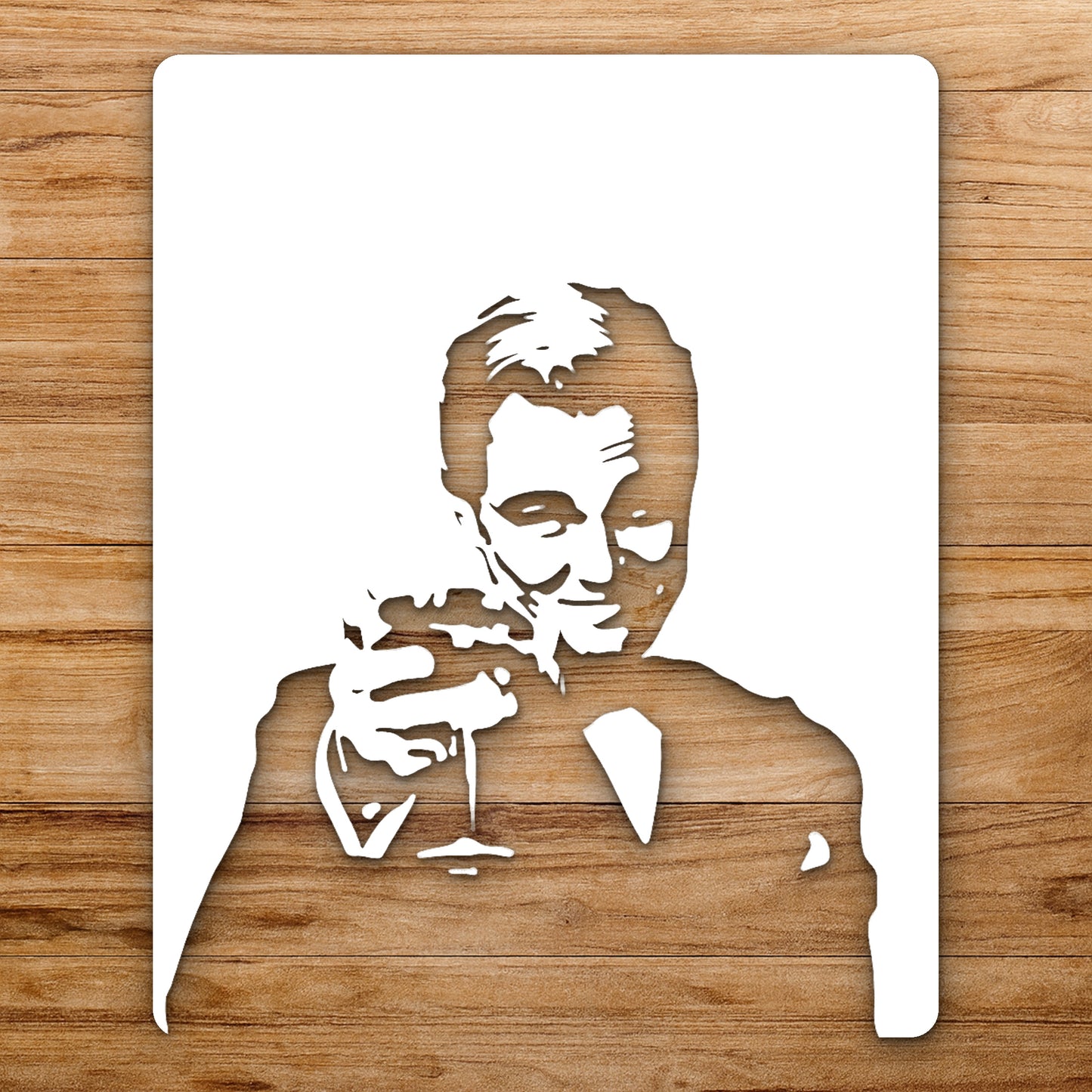 Man Holding Glass With Smile Suit reusable Mylar wall painting stencil