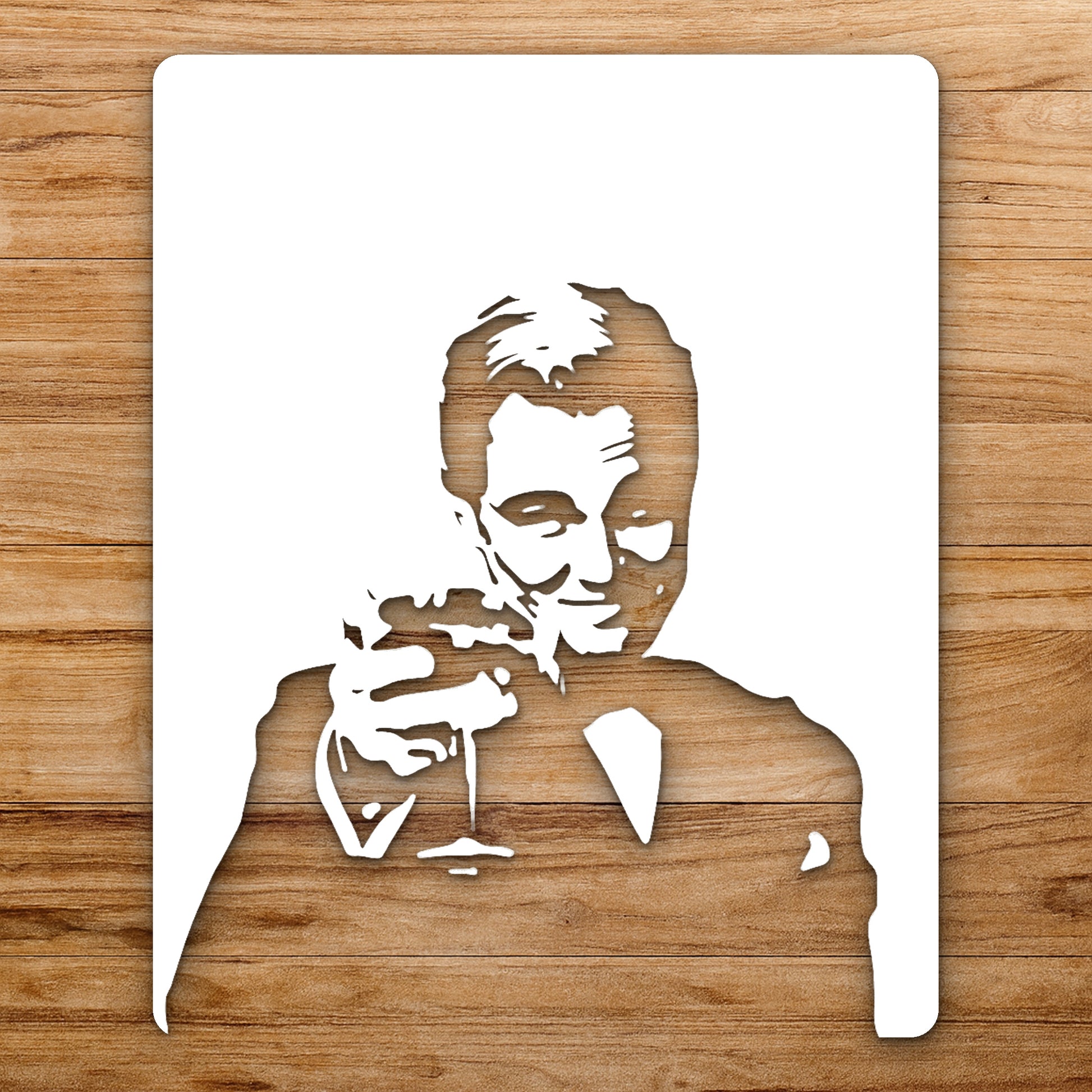 Man Holding Glass With Smile Suit reusable Mylar wall painting stencil