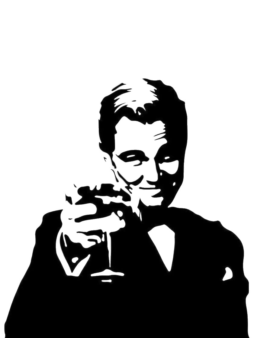 Man Holding Glass With Smile Suit stencil photo 7