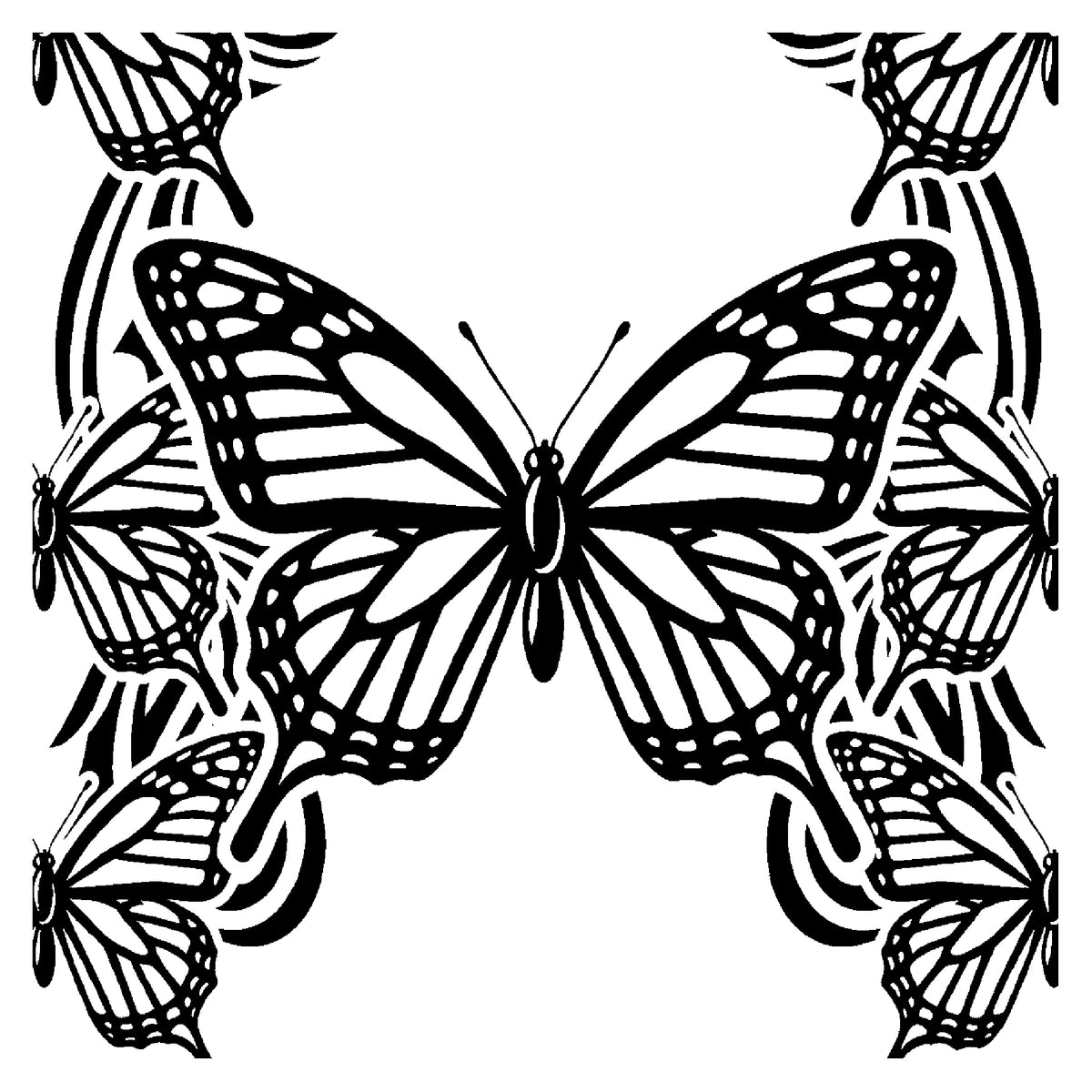 Monarch Butterfly Stencil with Symmetrical Patterned Wings for DIY Crafts and Home Decor Template