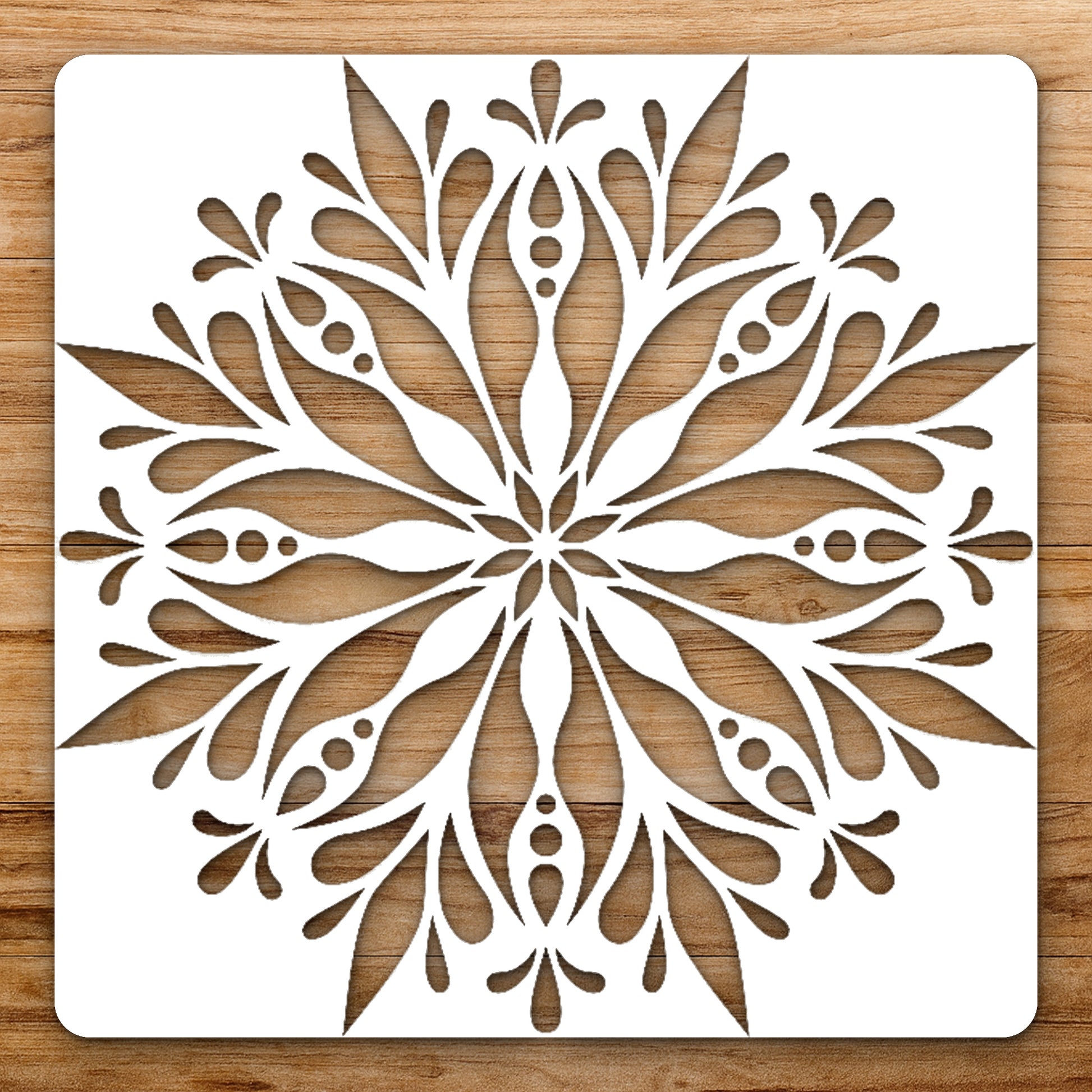 Symmetrical Shape With Elongated Leaves And reusable Mylar wall painting stencil