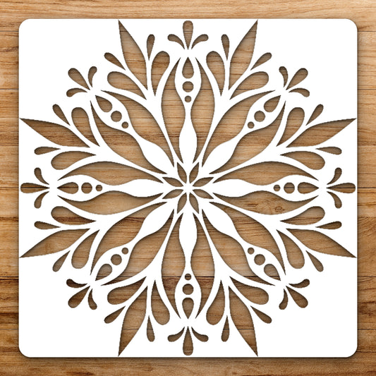 Symmetrical Shape With Elongated Leaves And reusable Mylar wall painting stencil
