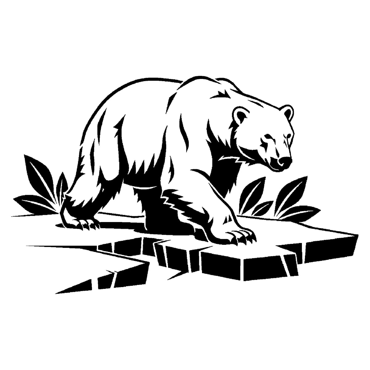 Polar Bear Walking Across Broken Ice Stencil for Art, Home Decor & DIY Crafts Template