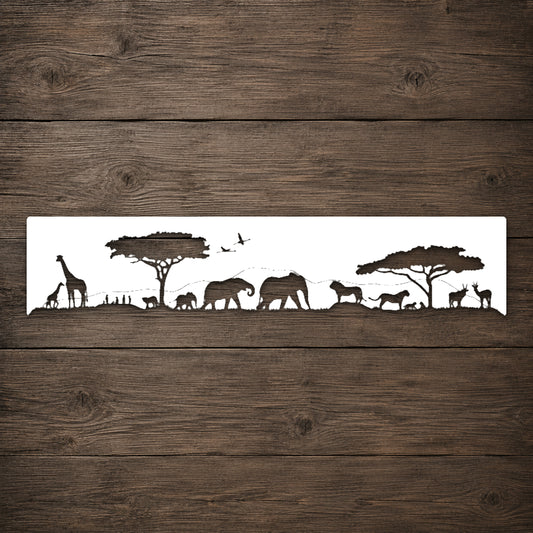 Savanna Wildlife Scene Stencil for Art, Home Decor, and DIY Crafts Template