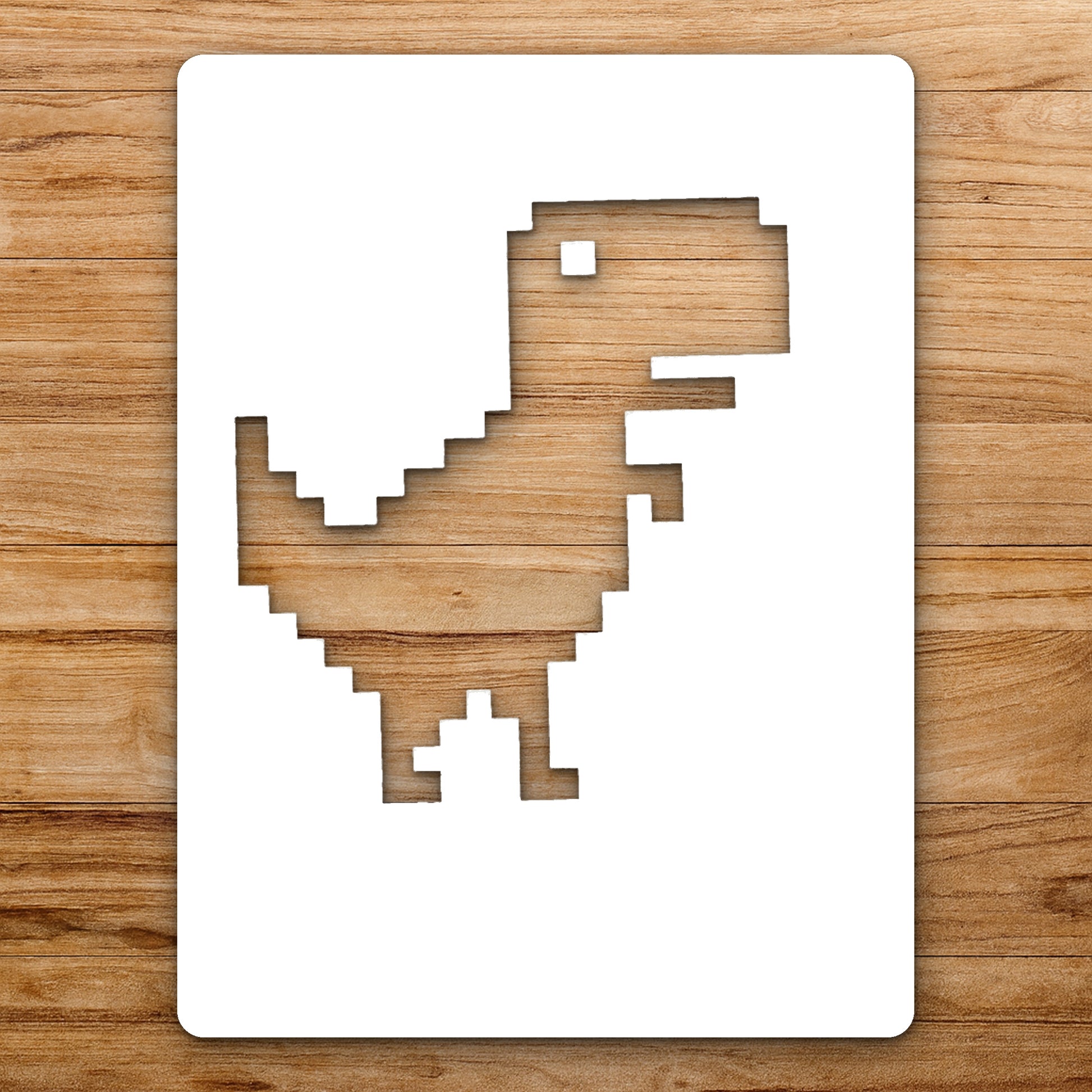 Pixelated Dinosaur Figure Standing With Raised reusable Mylar wall painting stencil