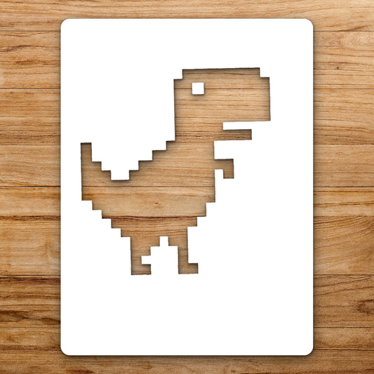 Pixelated Dinosaur Figure Standing With Raised reusable Mylar wall painting stencil