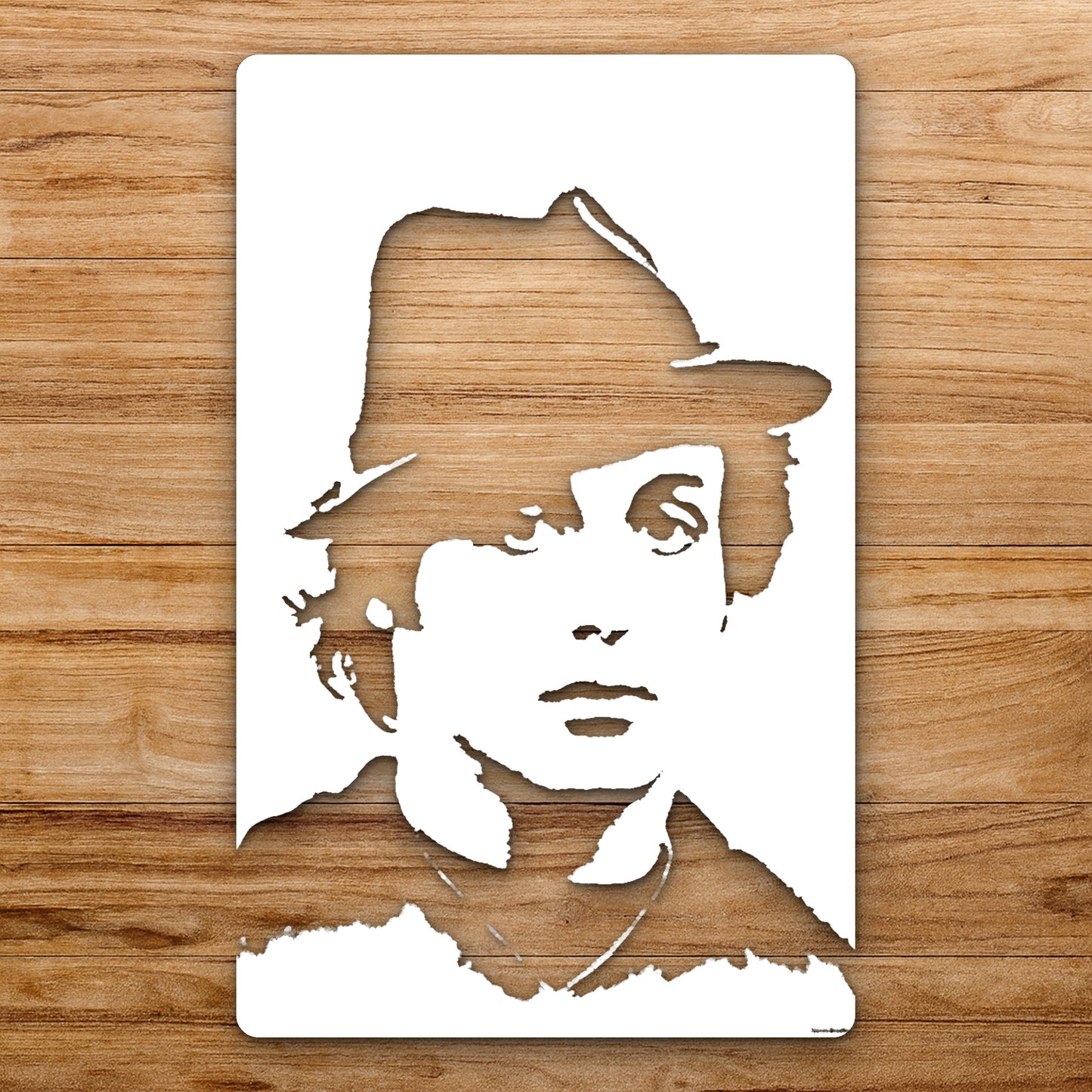 Face With Hat And Hair Looking reusable Mylar wall painting stencil