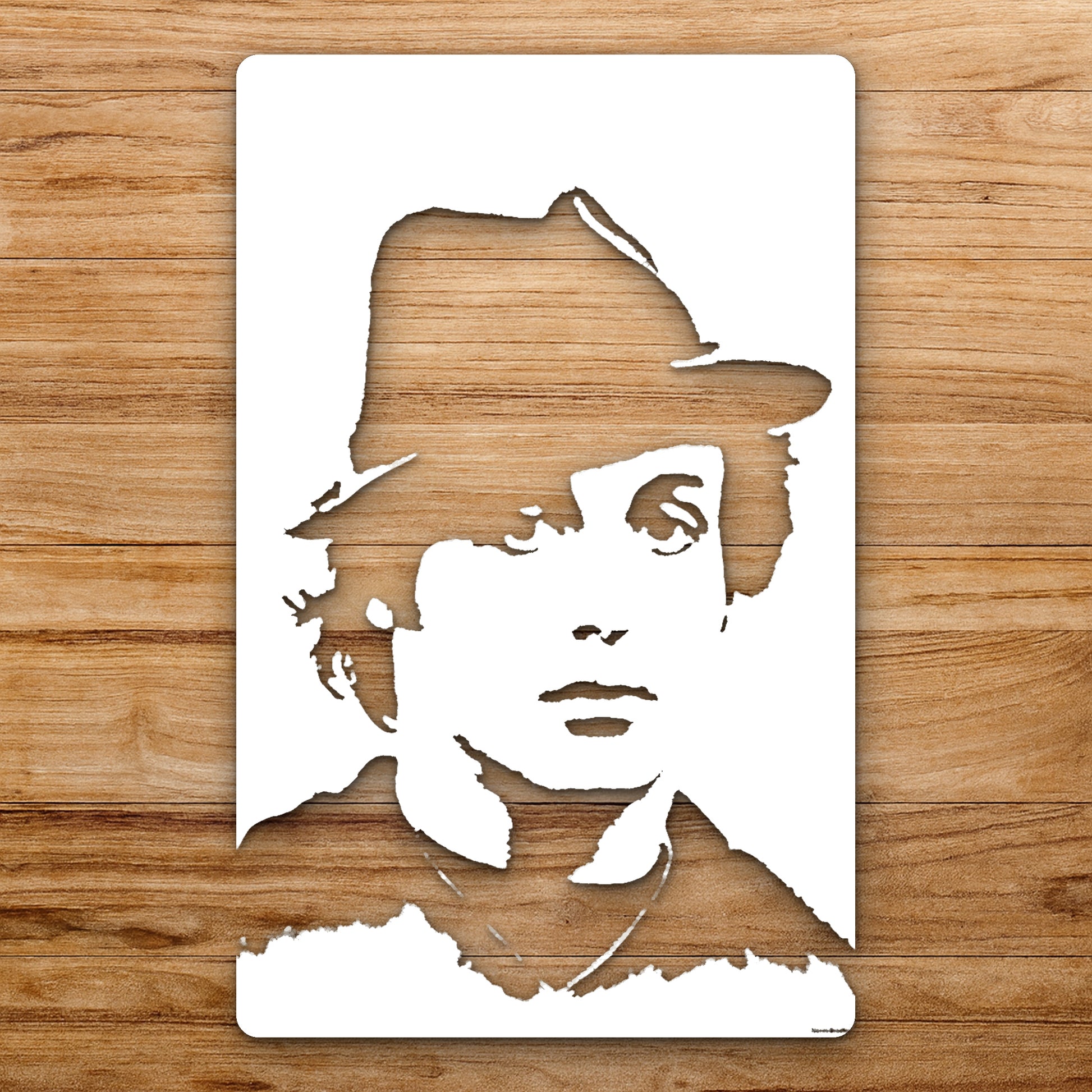 Face With Hat And Hair Looking reusable Mylar wall painting stencil