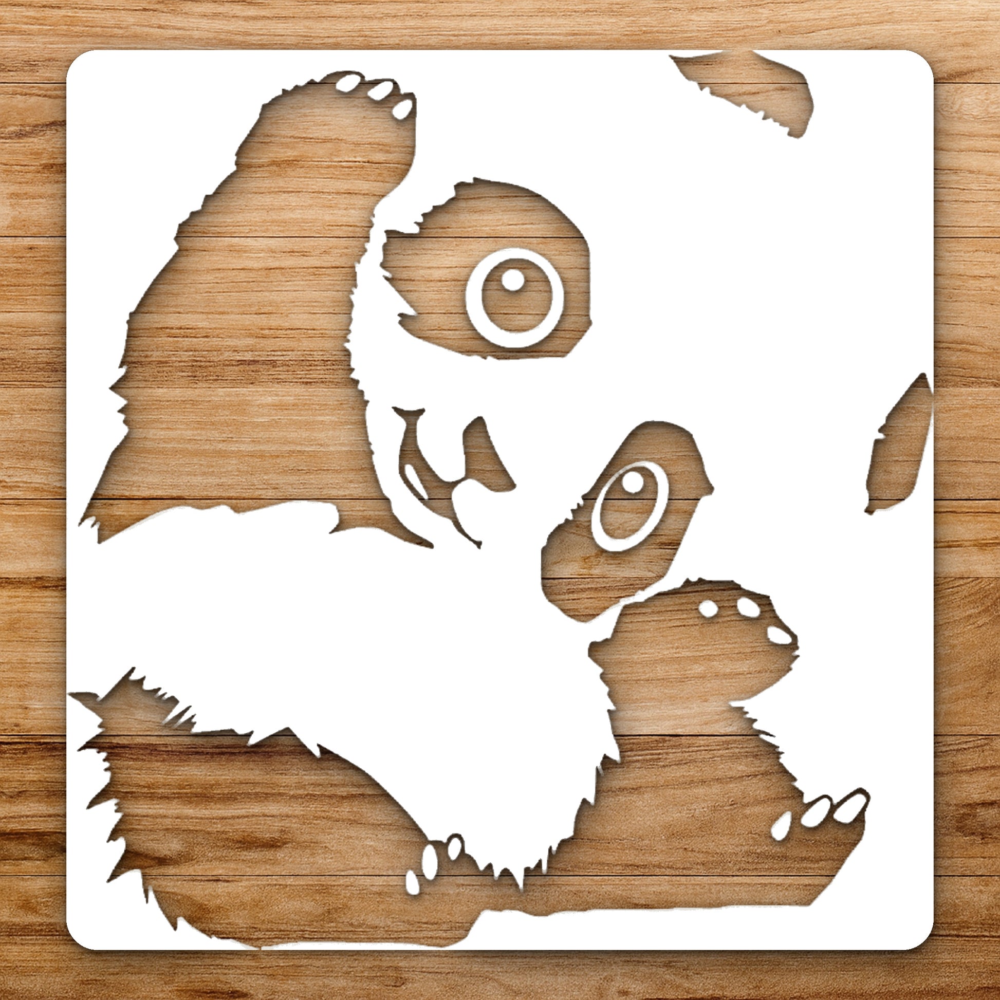 Panda Sitting With Paws Raised Large reusable Mylar wall painting stencil