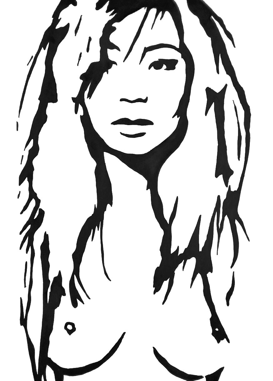 Person With Long Hair The Face stencil photo 7
