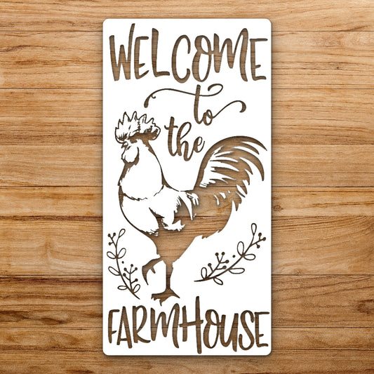 Rooster With Crown Welcome To The reusable Mylar wall painting stencil