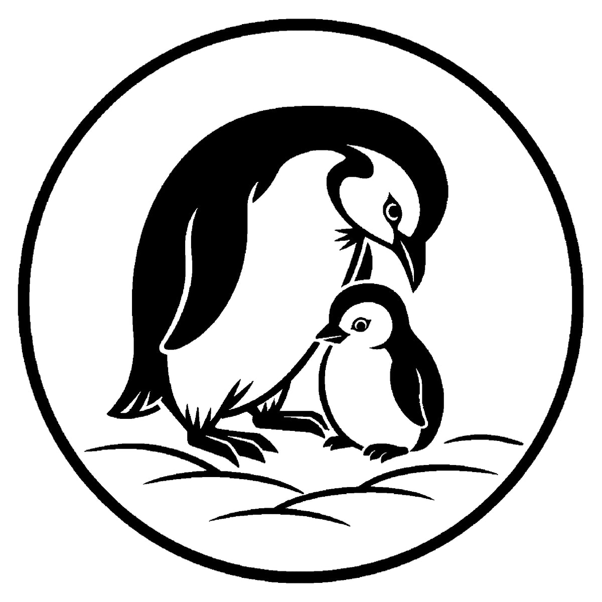 Penguin Parent With Chick Circular Mylar Stencil for Art, Home Decor & DIY Crafts Template