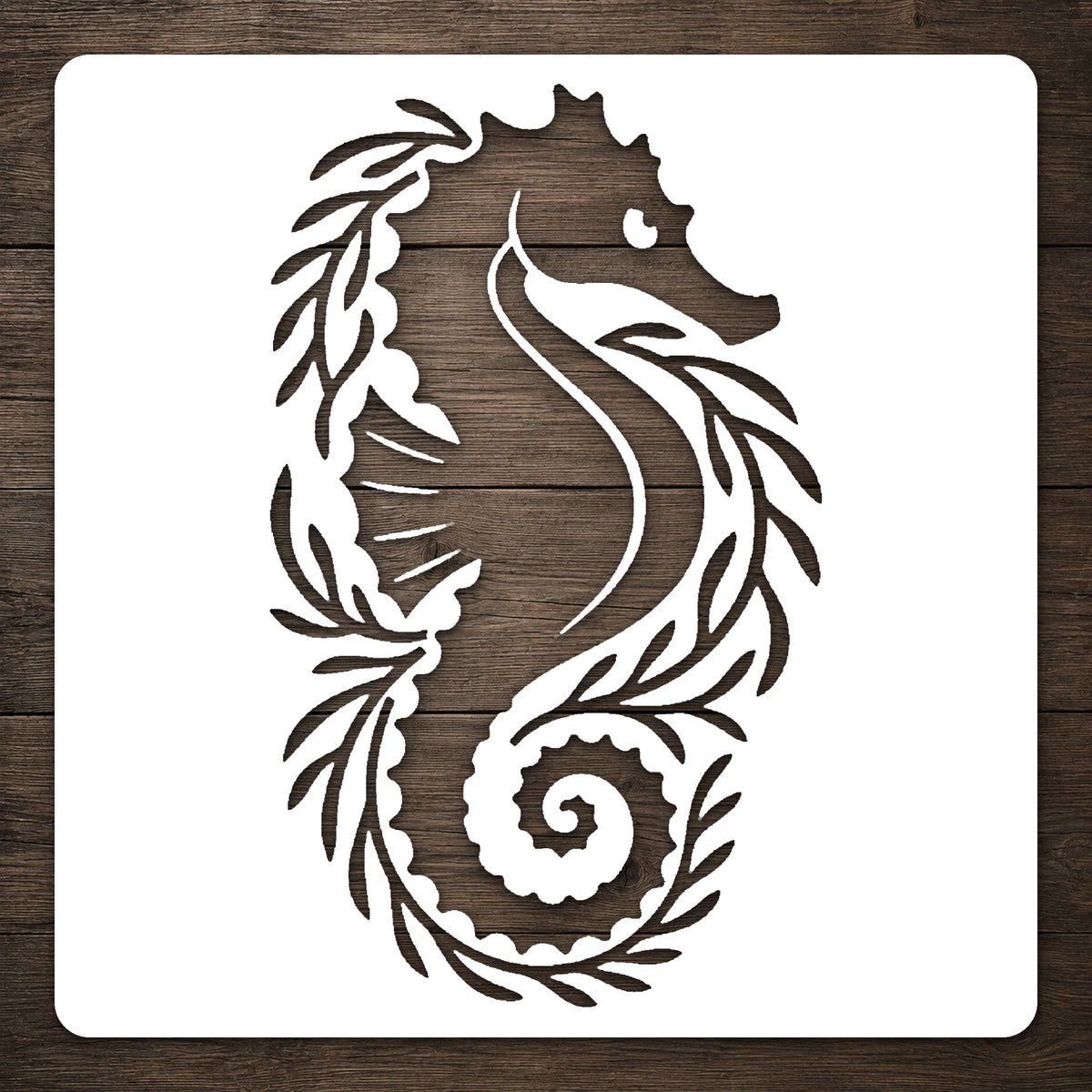 Seahorse and Seaweed Reusable Mylar Stencil for Art and DIY Crafts Template