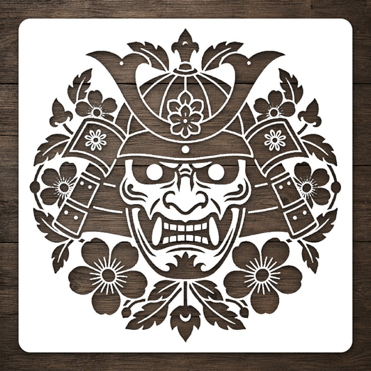 Japanese Samurai Helmet Stencil for Art, Home Decor, DIY Crafts, Unique Gifts Template