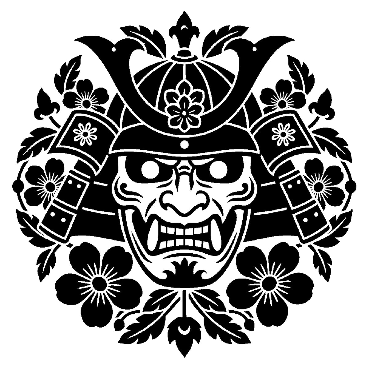 Japanese Samurai Helmet Stencil for Art, Home Decor, DIY Crafts, Unique Gifts Template