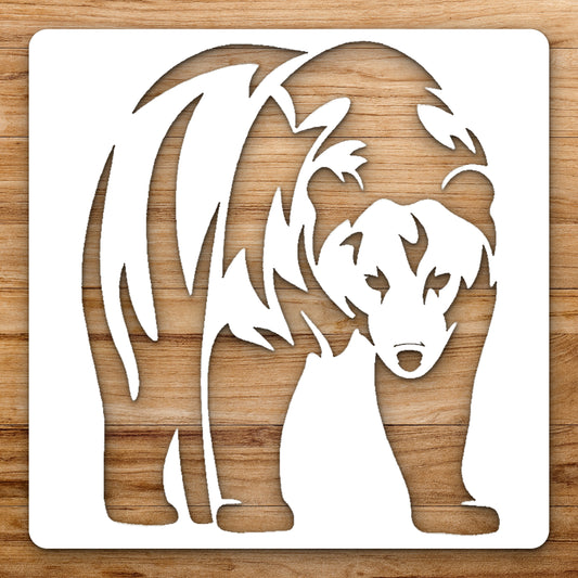 Bear Standing Facing Forward With Detailed reusable Mylar wall painting stencil