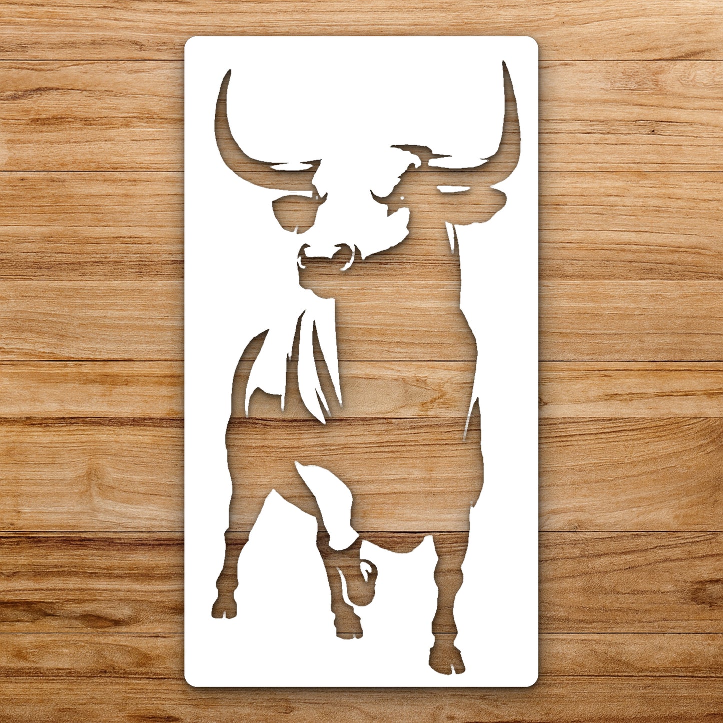 Bull Standing With Horns And Features reusable Mylar wall painting stencil
