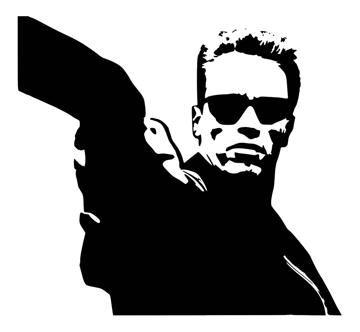 Person With Sunglasses Arm Raised Jacket stencil photo 7