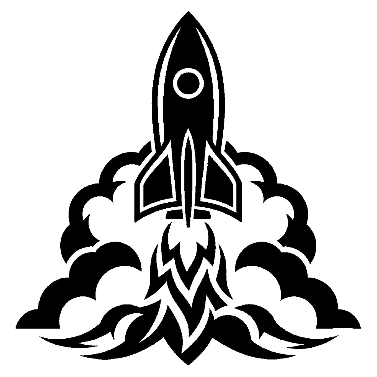 Space Rocket Launching Through Clouds Stencil for Art, Home Decor & DIY Crafts Template