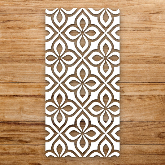 Repeated Floral Shapes With Symmetrical Arrangement reusable Mylar wall painting stencil
