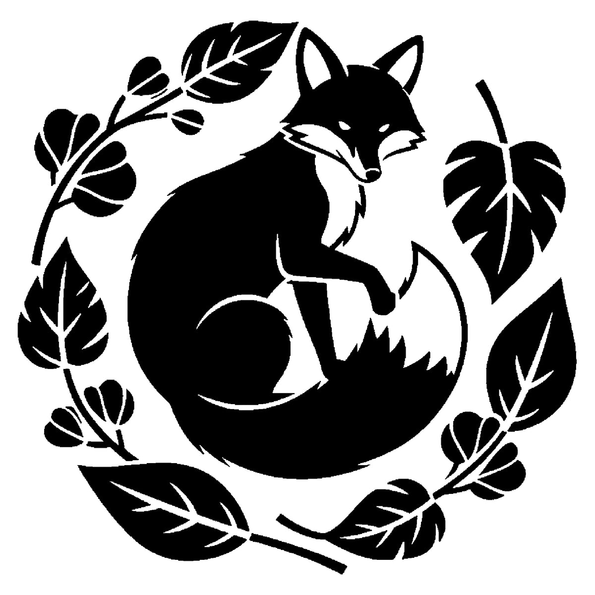 Red Fox Curled Among Autumn Leaves Circular Badge-Style Reusable Plastic Stencil Template