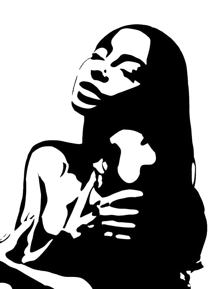 Woman With Long Hair Holding Her stencil photo 7