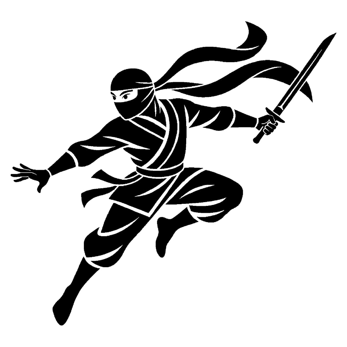 Masked Ninja Leaping Stencil for Art, Home Decor, DIY Crafts, Unique Gift Template