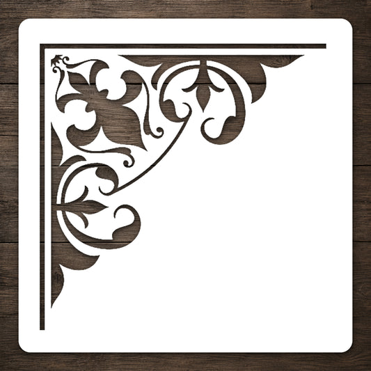Floral Corner Decoration Mylar Stencil for Art, Home Decor, DIY Crafts, Unique Gifts Template
