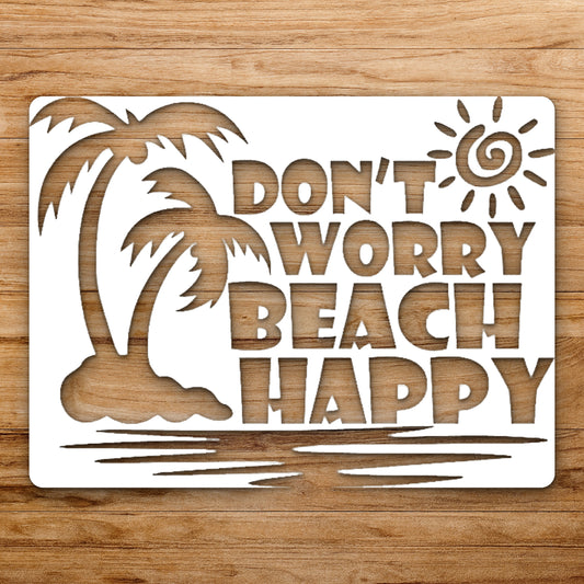 Includes Don Worry Beach Happy Palm reusable Mylar wall painting stencil