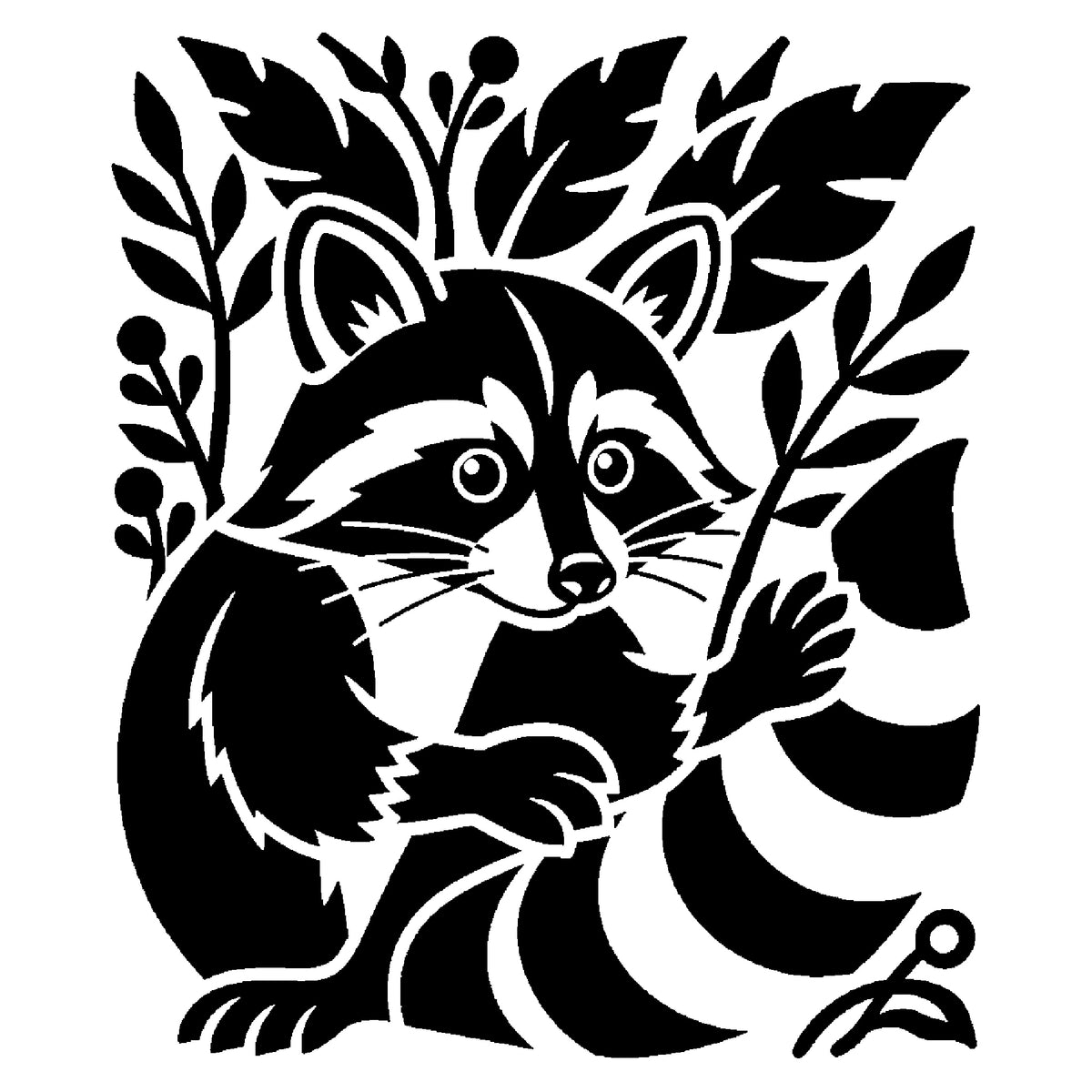 Raccoon Peeking Stencil for DIY Crafts and Home Decor Template