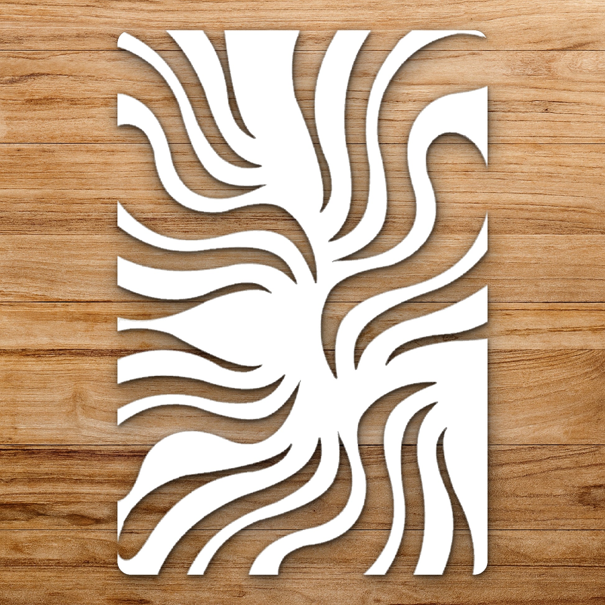 Wavy Shapes Extending From The Center reusable Mylar wall painting stencil
