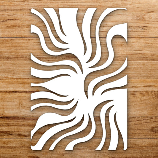 Wavy Shapes Extending From The Center reusable Mylar wall painting stencil