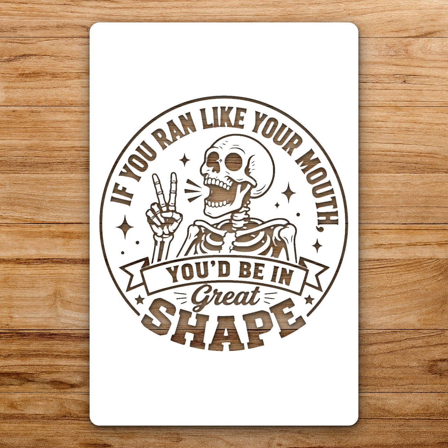 Skeleton Making Peace Sign Circular Banner reusable Mylar wall painting stencil