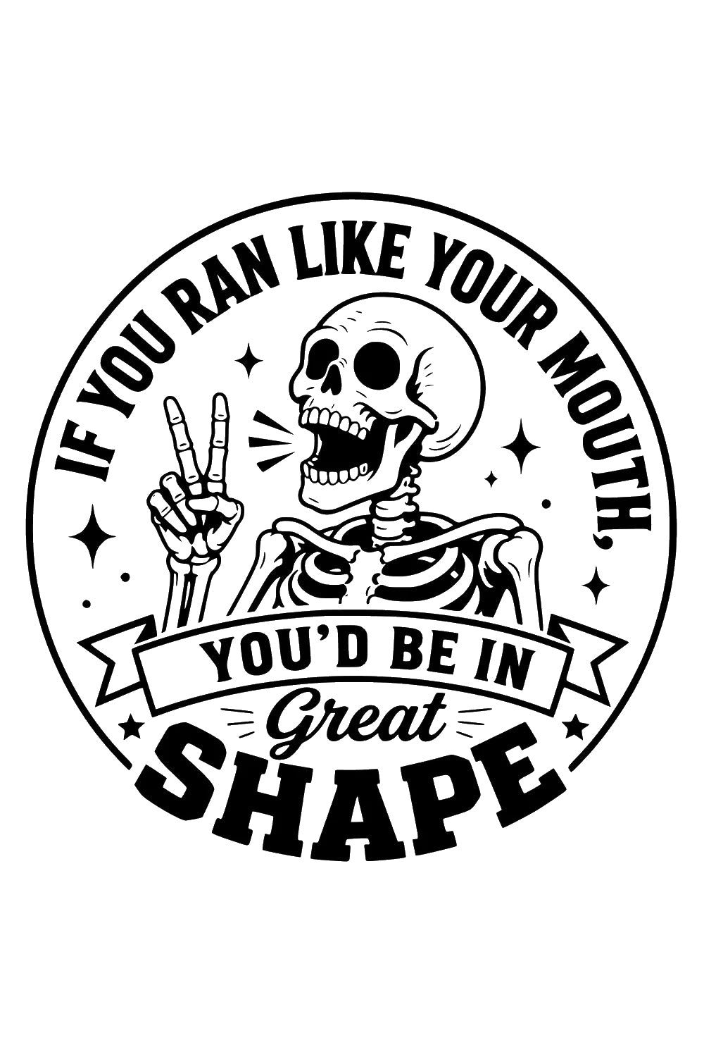 Skeleton Making Peace Sign Circular Banner stencil photo 7