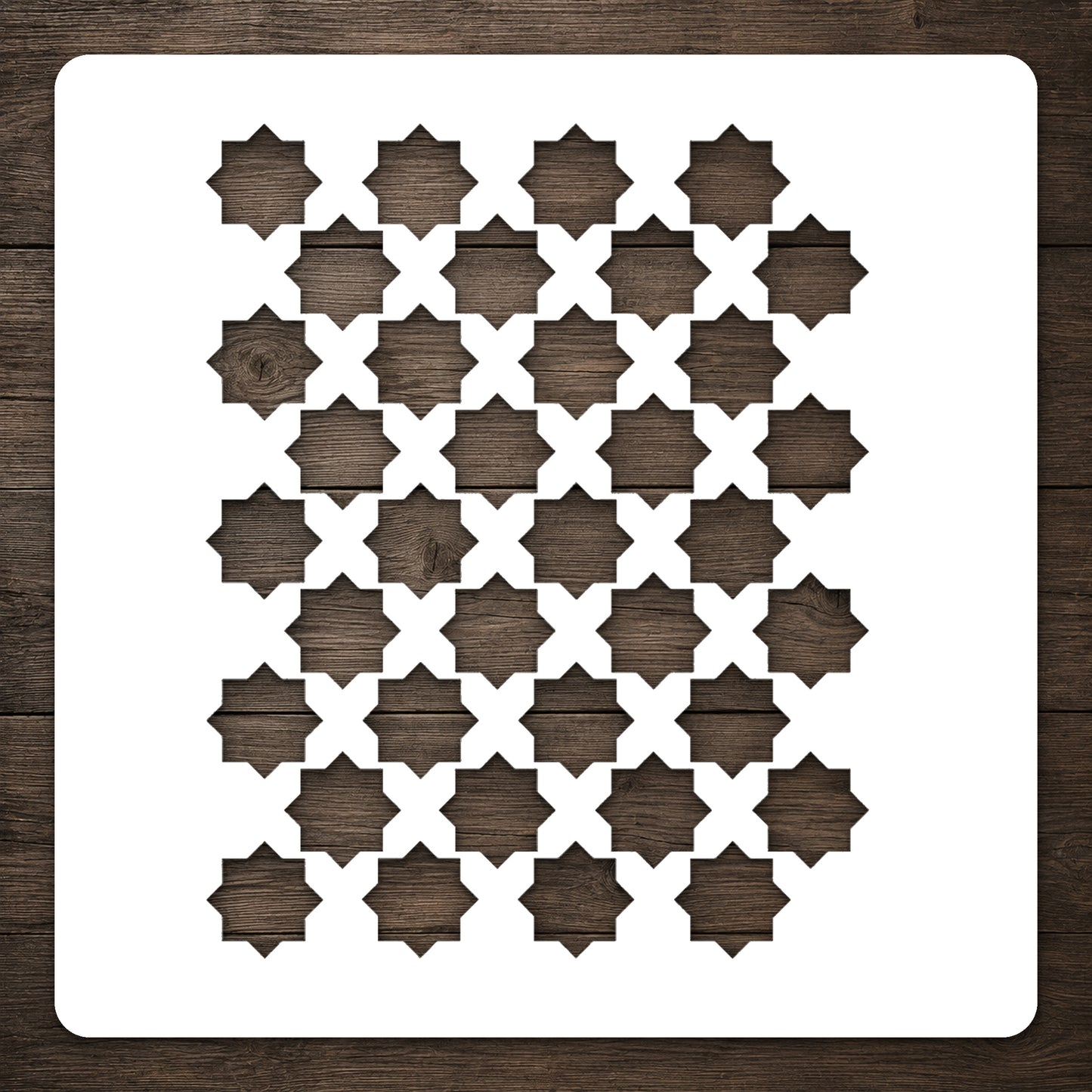 Eight-Pointed Star Reusable Mylar Stencil for Art, Home Decor, and DIY Crafts Template